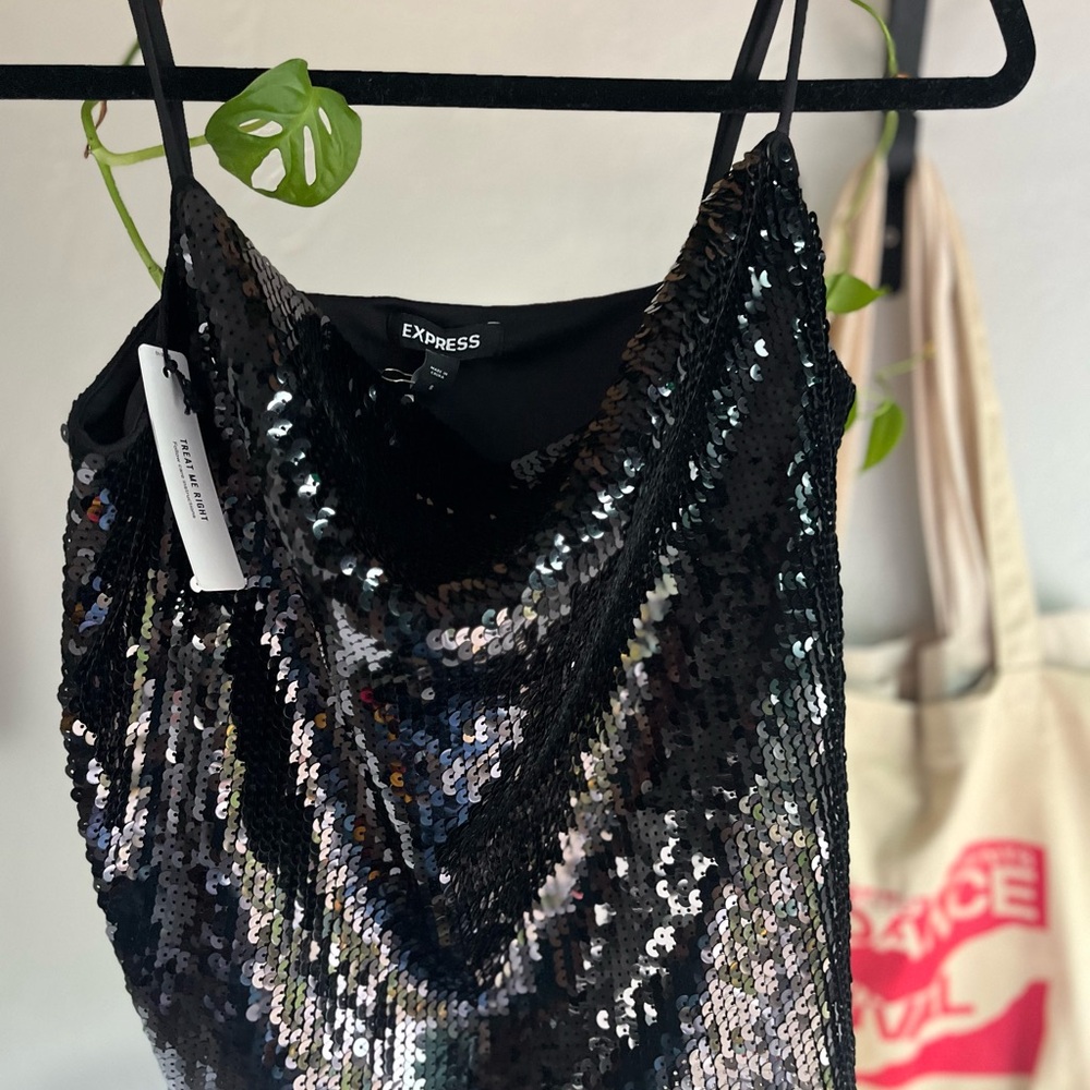 Express Black Sequin tank top